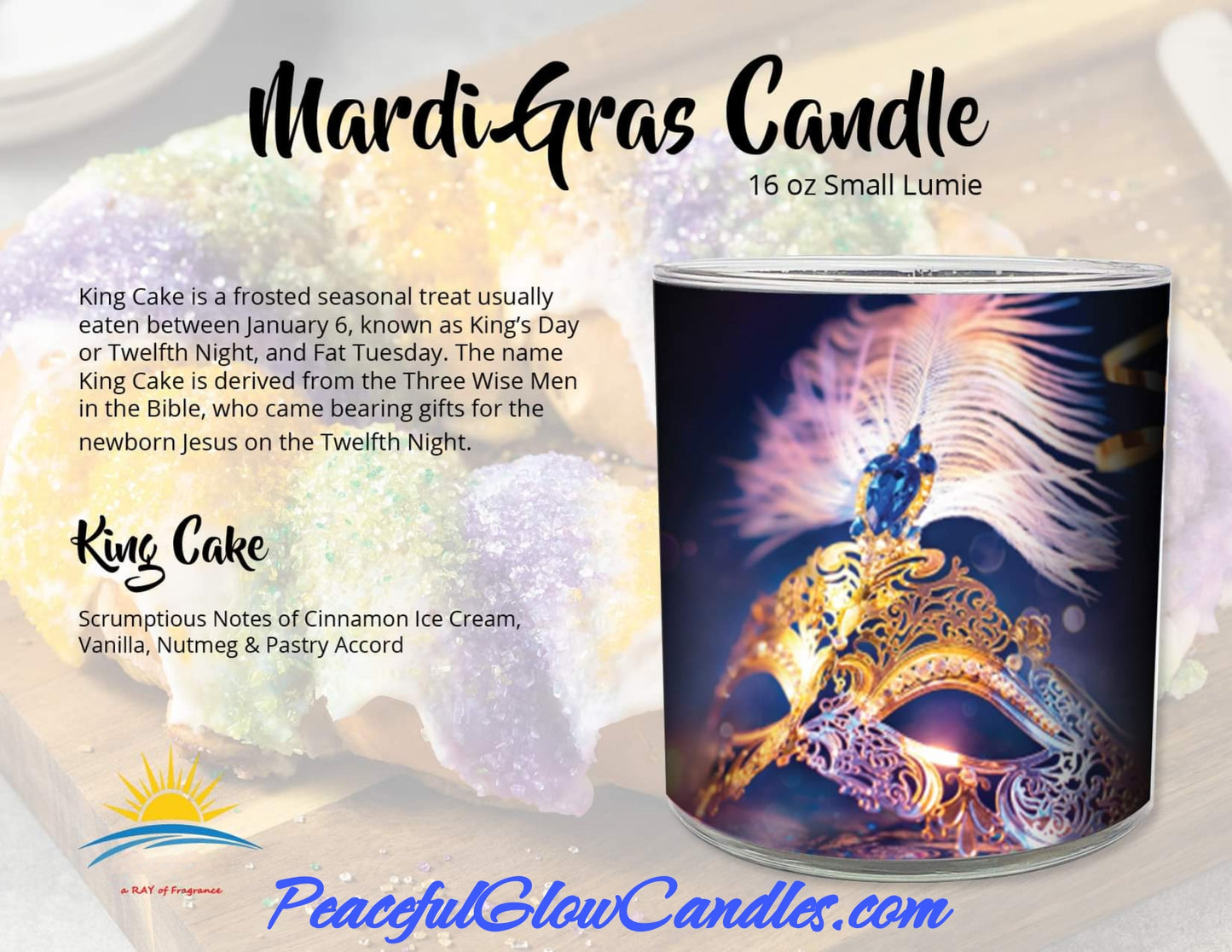 Mardi Gras / King Cake Scented Candle, Limited Edition