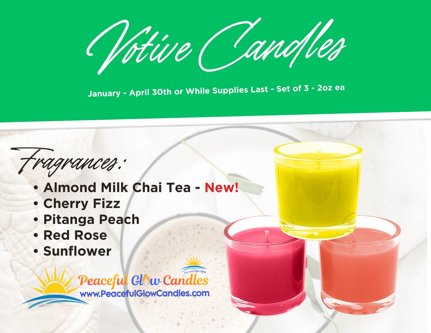 Sunflower Scented Candle Votives 3 Pack