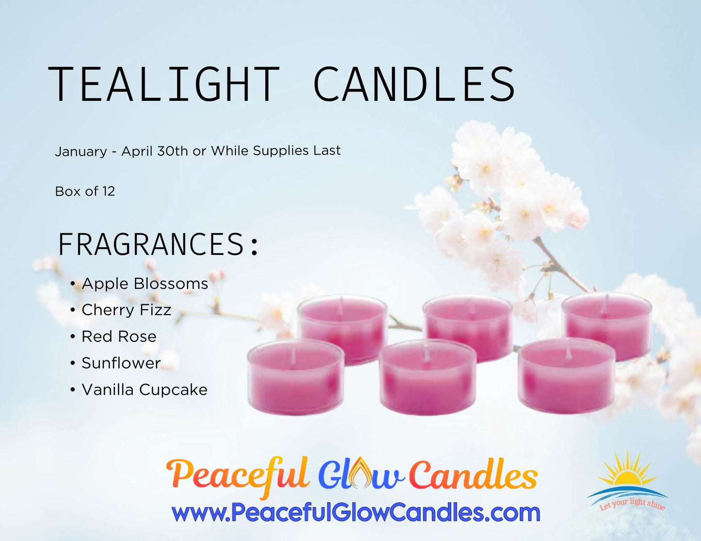 Sunflower Scented Candle Tealights, 12 Count