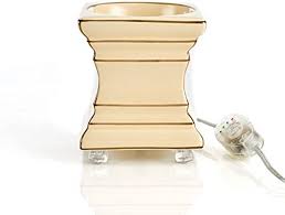 Ecru Footed Wax/Oil Warmer & Glass Dish